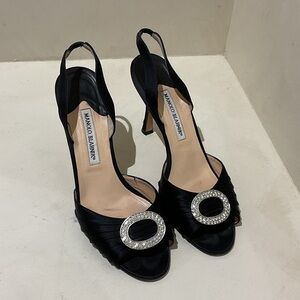 Manolo Blahnik Black Sedarby Slingback